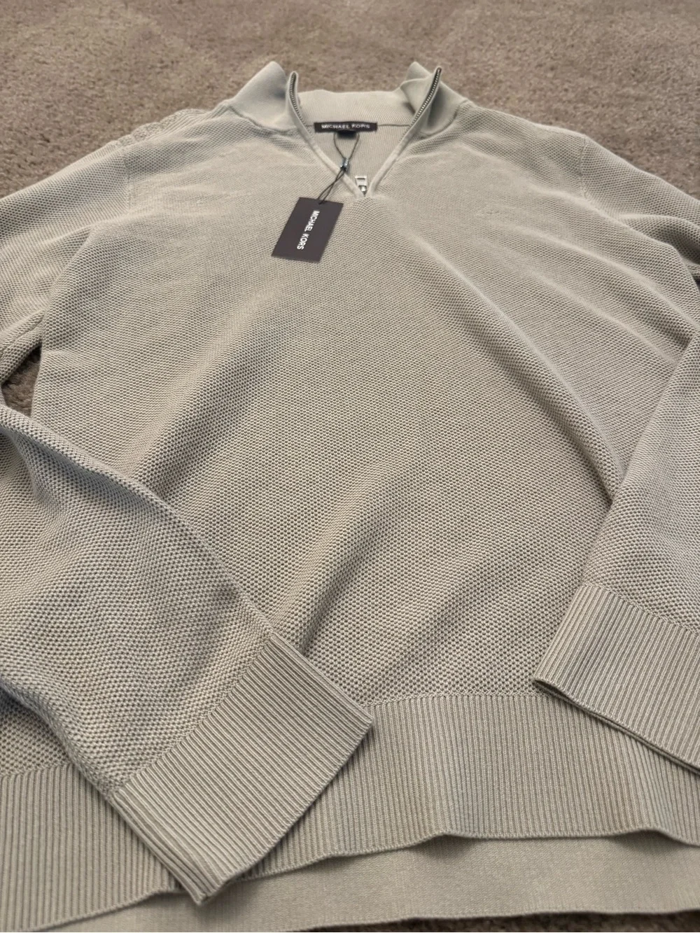 Michael Kors Men's Light Gray Zip-Neck Sweater